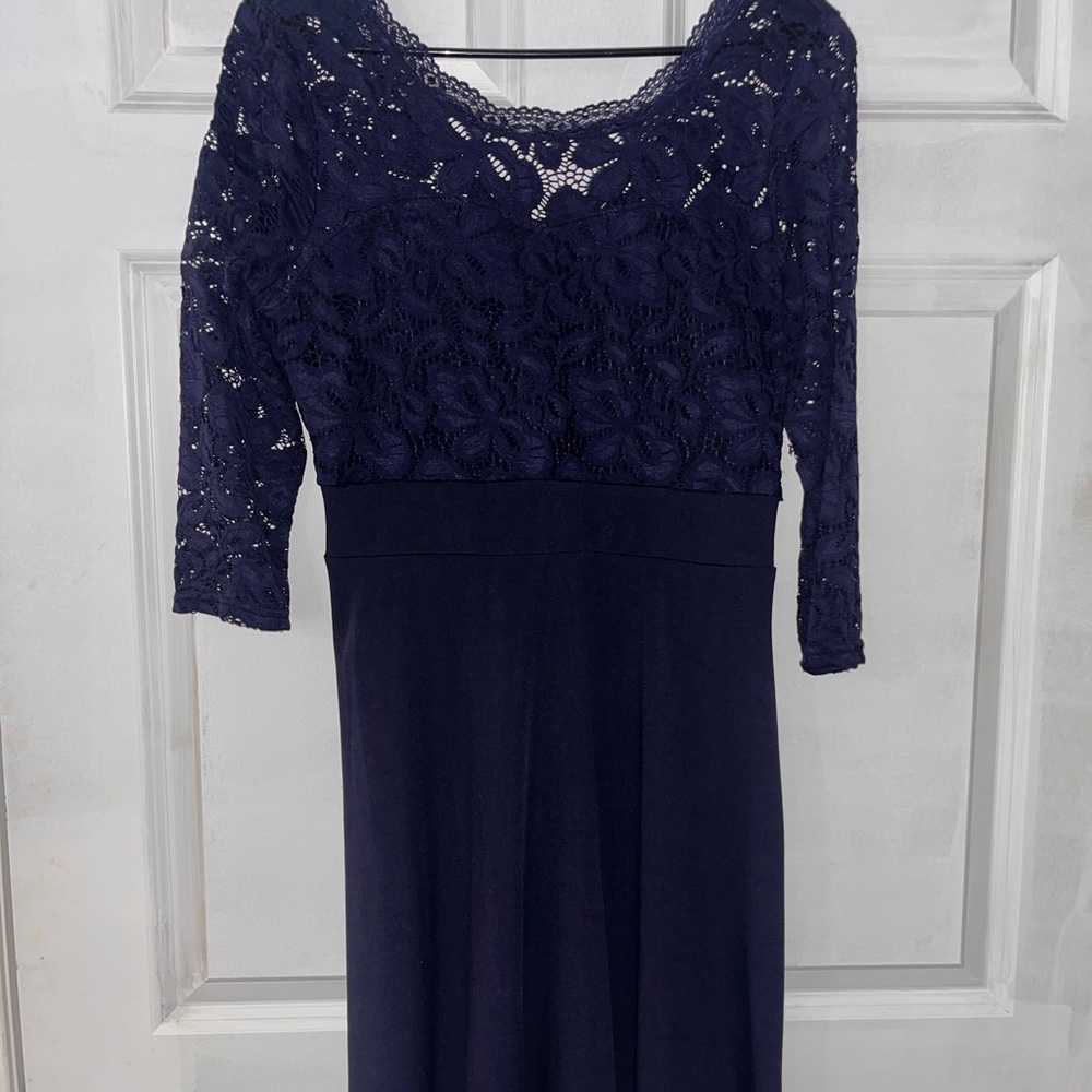 Elegant Navy Lace Dress